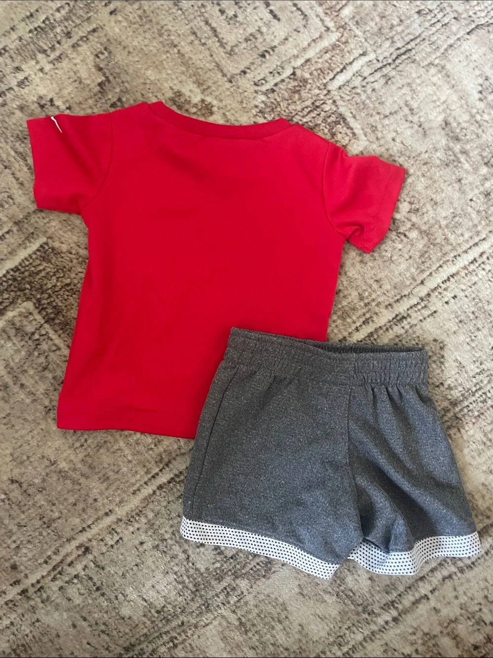 Nike Red Dri-FIT 'Just Do It' Tee with Gray Athletic Shorts 12 month set - Picture 2 of 4